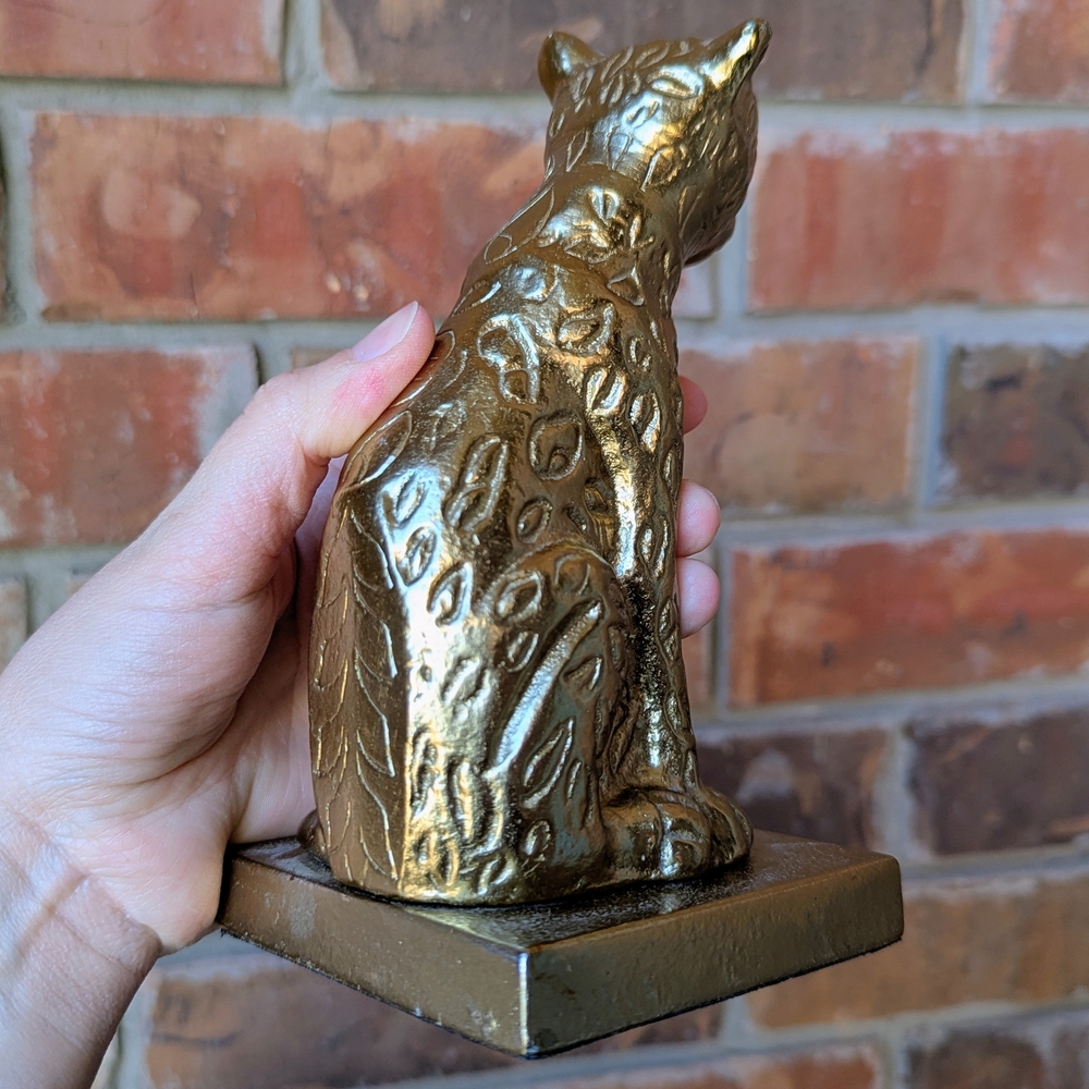 Opalhouse Cheetah Leopard Gold Brass Tone Metal Sculptural Bookends Maximalist - Picture 6 of 7
